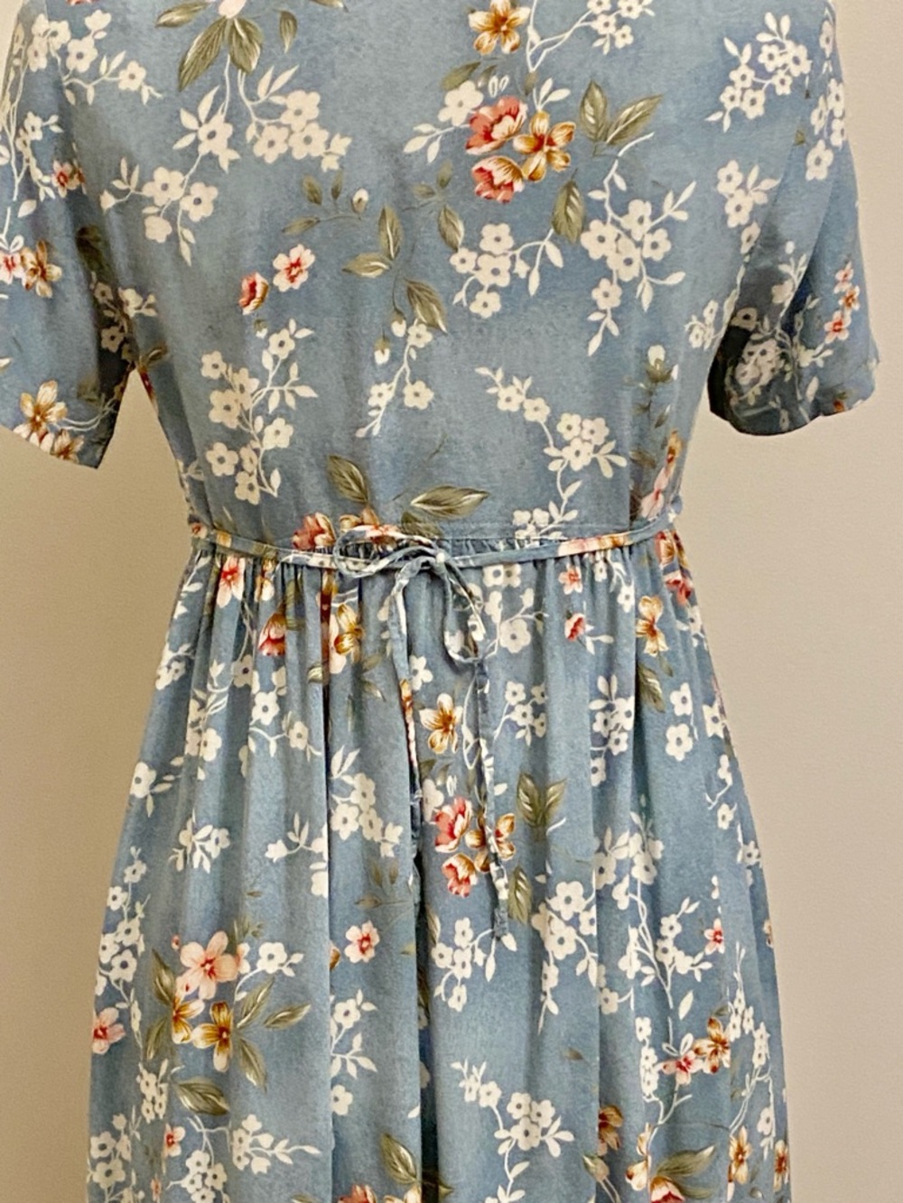 Erika & Co Petites Vintage 90s Blue Pink Floral SZ SP Cottagecore Romantic Dress - Picture 8 of 12